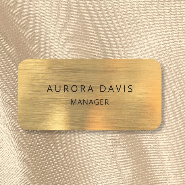 Luxury Gold Metallic Modern Business Name Tag (Creator Uploaded)