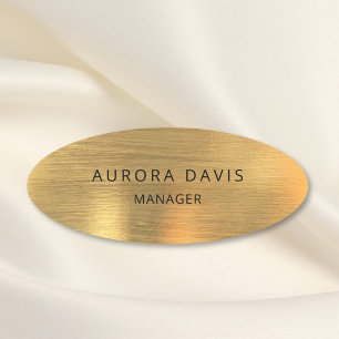 Luxury Gold Metallic Modern Business Name Tag