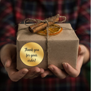 Luxury gold metallic Thank You Classic Round Sticker