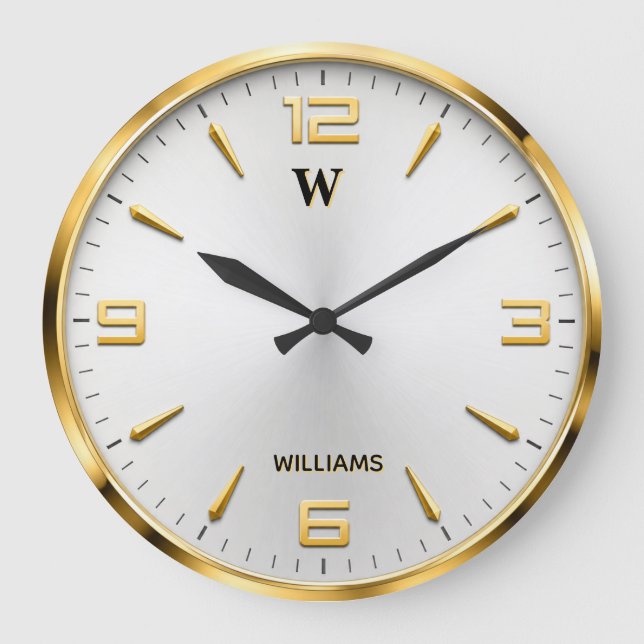 Luxury Gold Minimalist Modern Gold Accent  Large Clock (Front)