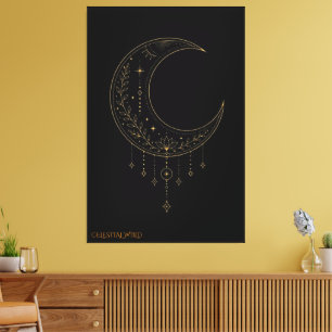 Luxury Gold Minimalist Moon Canvas Art