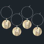 Luxury Gold Modern & Elegant Monogram Wine Charm<br><div class="desc">Luxury Gold Modern and Elegant Monogram Metallic Faux Brushed Metal Wine Charm. These Wine Charms can be customised to include your initial and first name. The gold Faux Stainless Steel Wine Charms makes a great Bridal Shower, Birthday Party or Bachelorette Party gift for that special person who loves pink. Contact...</div>