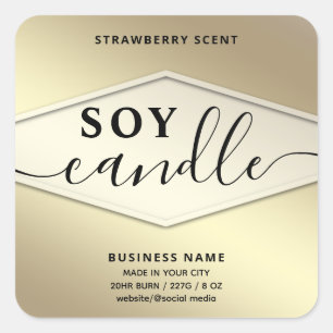 Luxury gold modern gold script soy candle label