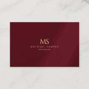Luxury Gold Monogram Bordeaux Elegant Template Business Card
