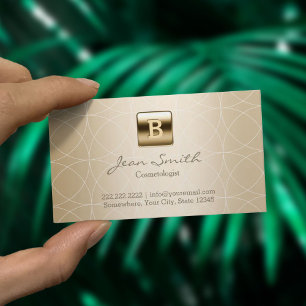 Luxury Gold Monogram Cosmetologist Business Card