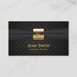 Luxury Gold Monogram Diamond Quilts Makeup Artist Business Card
