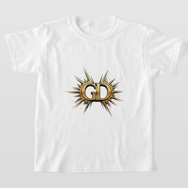 Luxury Gold Monogram Emblem Logo Design T-Shirt (Laydown)