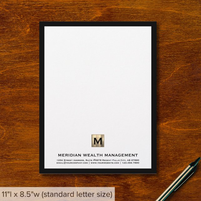 Luxury Gold Monogram Financial Planner Letterhead (Creator Uploaded)