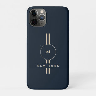 Luxury Gold Monogram Initial Midnight Navy iPhone Case-Mate iPhone Case
