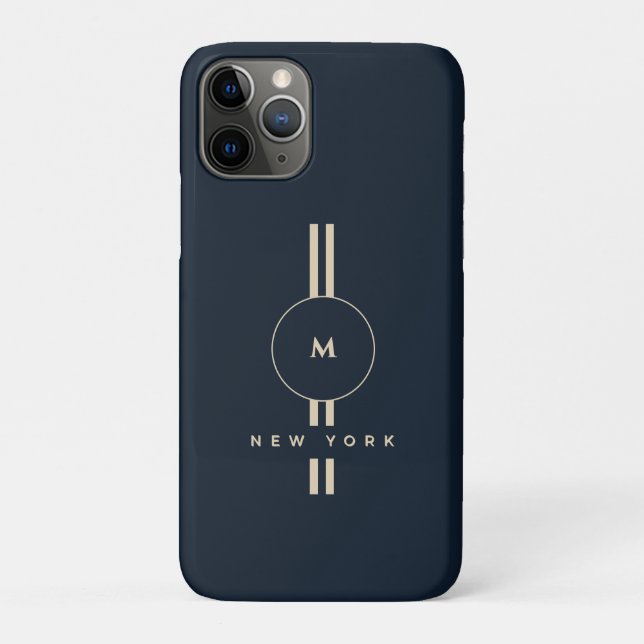 Luxury Gold Monogram Initial Midnight Navy iPhone  Case-Mate iPhone Case (Back)