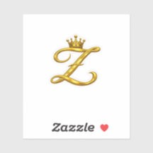 Luxury Gold Monogram Letter Z Royal Crown Sticker