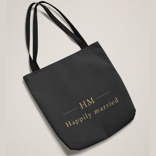 Luxury Gold Monogram Personalised Wedding Gift  Tote Bag