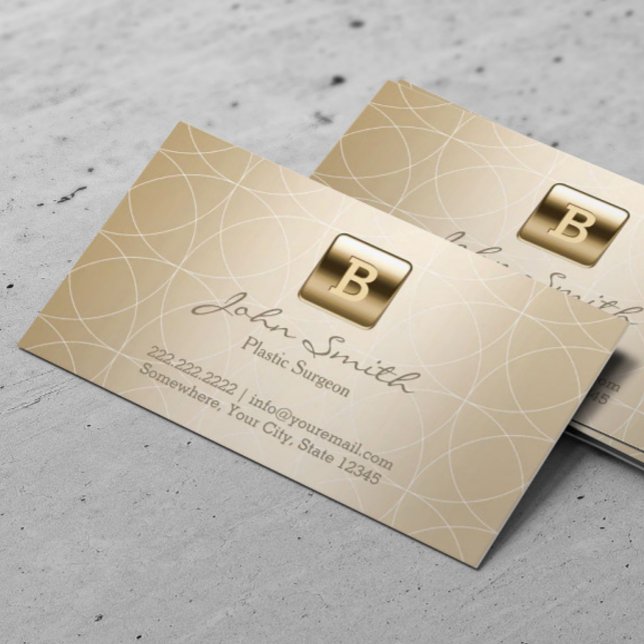 Luxury Gold Monogram Plastic Surgeon Business Card (Creator Uploaded)
