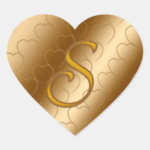 Luxury Gold Monogram S Heart Sticker