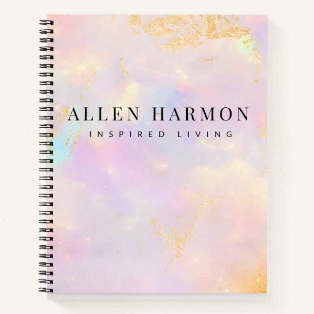 Luxury Gold Nebula Custom Name | Inspired Living Notebook (Front)