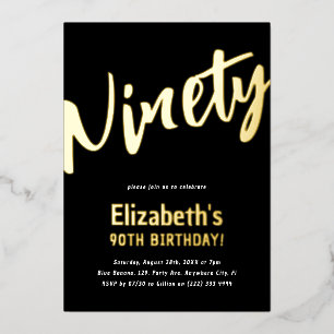 Luxury Gold 'Ninety' Adult Milestone 90th Birthday