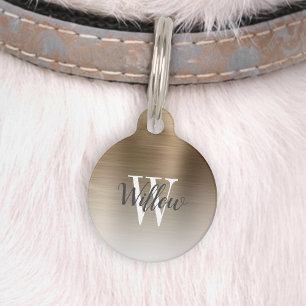 Luxury Gold Ombre Brushed Metal Monogram Pet Tag