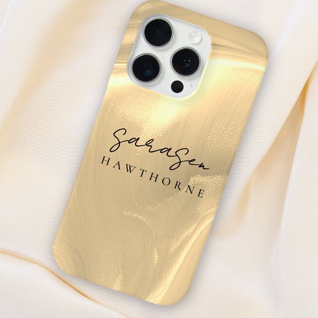 Luxury Gold Opal Elegant Script Name Case-Mate iPhone Case (Creator Uploaded)