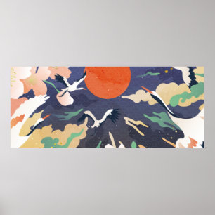 Luxury gold oriental style background. Chinese and Poster