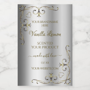 Luxury Gold Ornate Corners Silver Product Labels