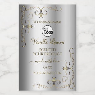 Luxury Gold Ornate Silver Product Labels with Logo