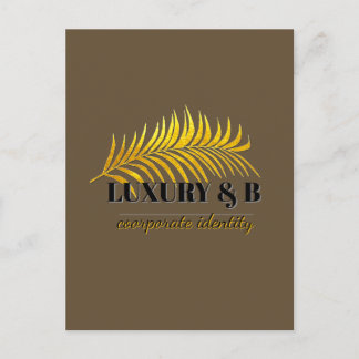 Luxury Gold Palm Leaf Elegant Tropical Glam Black  Postcard
