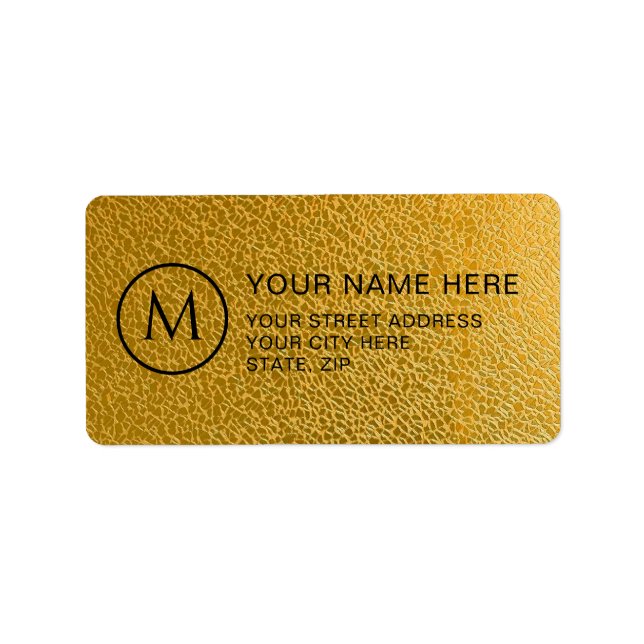 Luxury Gold Pattern Custom Monogram Address Label (Front)