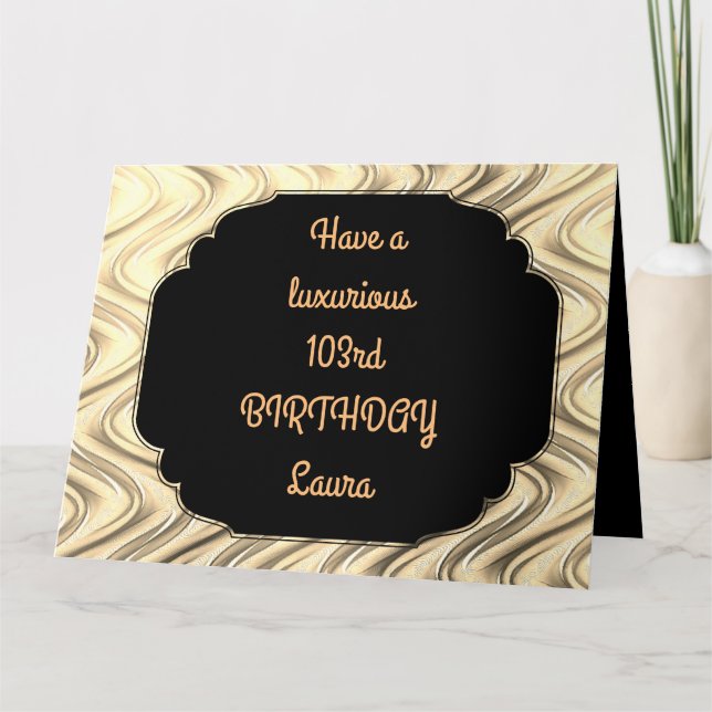 Luxury Gold Personalized 103rd Birthday Card (Front)