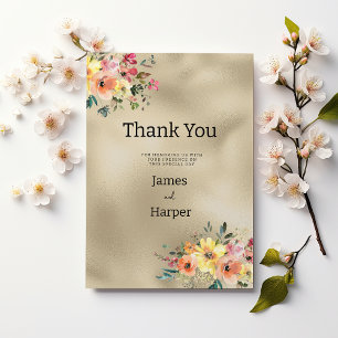 Luxury gold pink orange floral theme Thank You Invitation