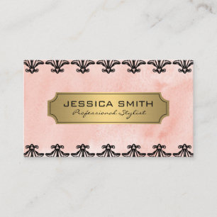Luxury Gold Pink Texture Ornate Elements Business Card