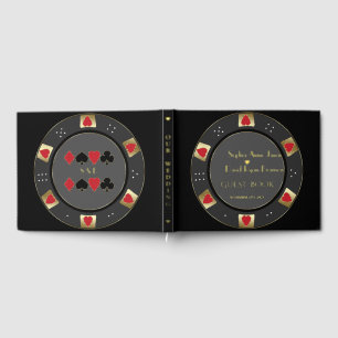 Luxury Gold Poker Chip Casino Wedding Guest Book