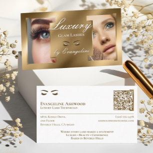 Luxury Gold Professional Lash Technician Photos Business Card