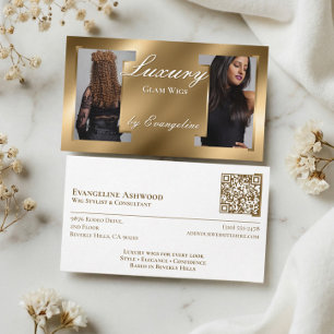 Luxury Gold Professional Wig Hair Specialist Photo Business Card