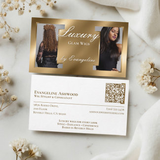 Luxury Gold Professional Wig Hair Specialist Photo Business Card