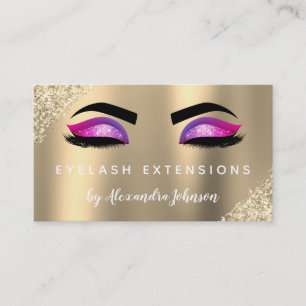 Luxury Gold Purple Glitter Eyelash Extensions Business Card