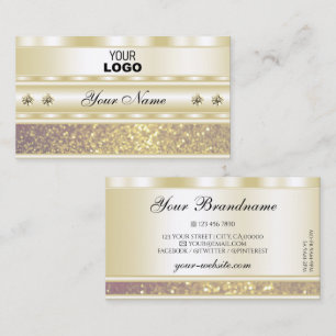 Luxury Gold Purple Sparkle Glitter Add Logo Modern Business Card