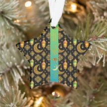 Luxury Gold Ramadan Lanterns Teal Black Acrylic