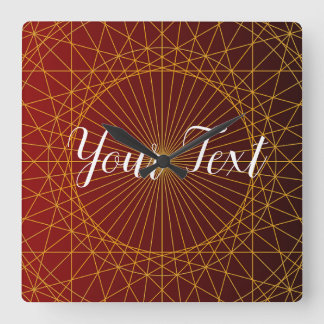 luxury gold red gradient mandala Wall Clock