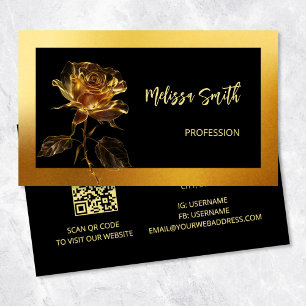 Luxury Gold Rose Flower Business Card