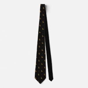 Luxury Gold Royal Duck Pattern Classic Black Neck  Tie