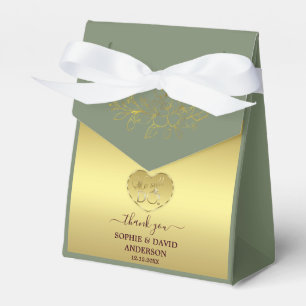 Luxury Gold Sage Green Wedding Anniversary Favour Box