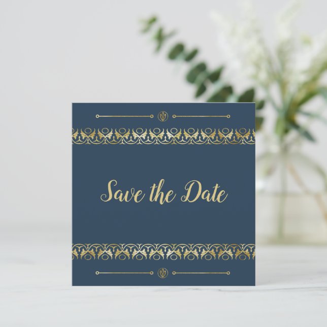 Luxury Gold Save the Date Invitation (Standing Front)