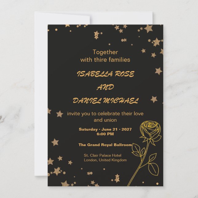 Luxury Gold Save the Date Wedding Card (Front)