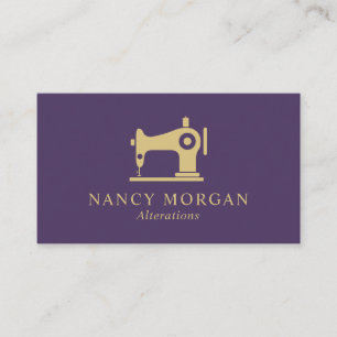 Luxury Gold Sewing Machine Seamstress Alterations  Business Card