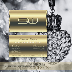 Luxury Gold Shimmery Colours and Initials Modern Business Card