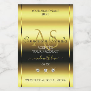 Luxury Gold Shimmery Product Label Jewels Monogram