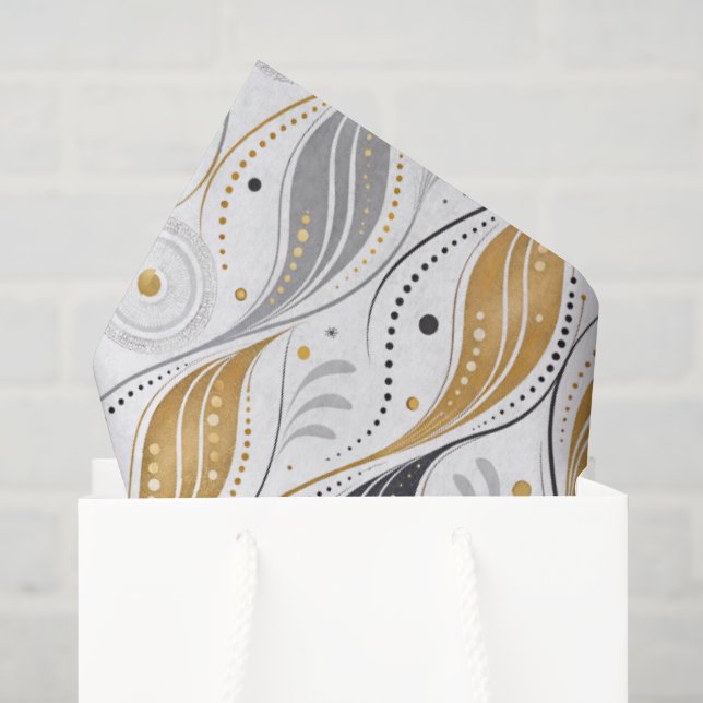 Luxury Gold Silver Black Art Deco Abstract Pattern Tissue Paper (Gift Bag)