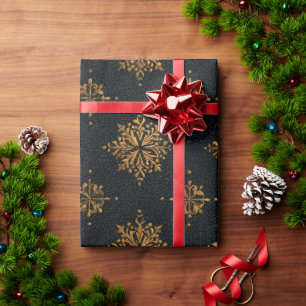 Luxury Gold Snowflake Wrapping Paper   Elegant Hol