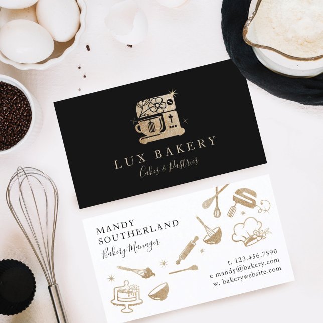 Luxury Gold Sparkle Bakers Stand Mixer Business Card (Creator Uploaded)