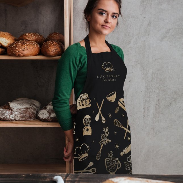 Luxury Gold Sparkle Baking Cooking Utensil Bakery Apron (Creator Uploaded)